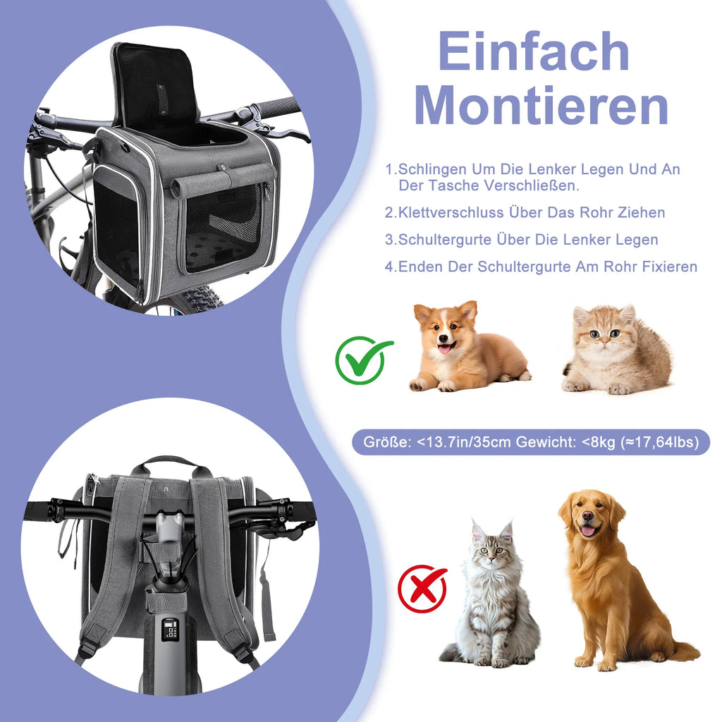 🚴‍♂️ Faltbarer Fahrrad-Hundekorb