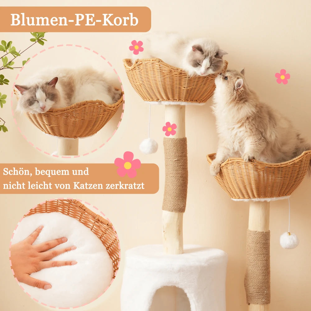 Katzenbaum aus Massivholz 108cm