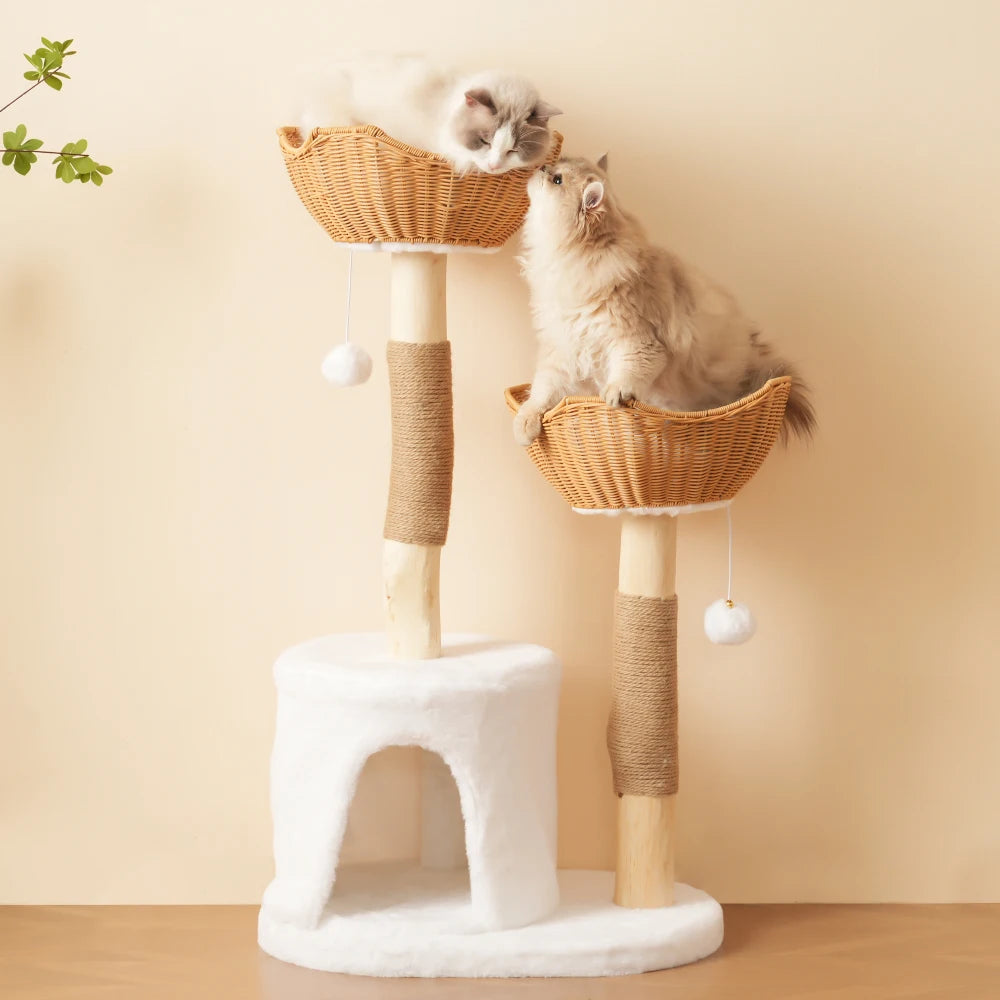 Katzenbaum aus Massivholz 108cm