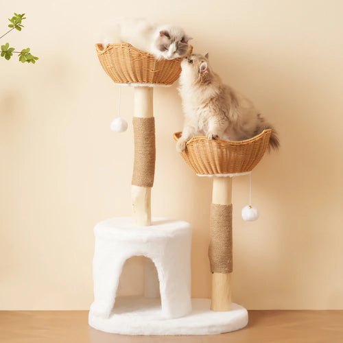 Katzenbaum aus Massivholz 108cm